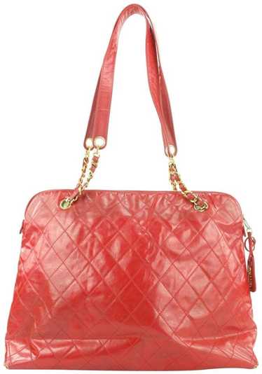 chanel shopping bag red
