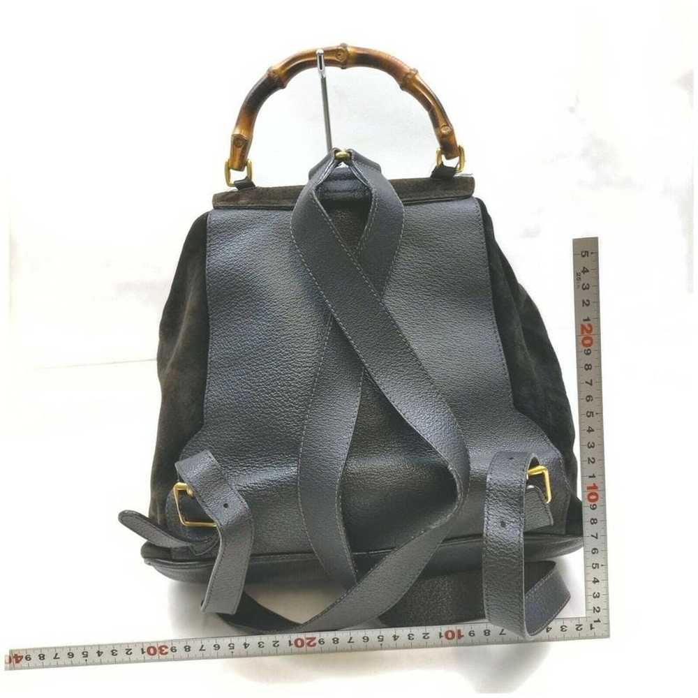 Gucci Gucci Black Suede Bamboo Backpack 862003 - image 5