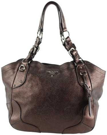 Prada Prada Bronze Leather ChainTote Shoulder Bag… - image 1