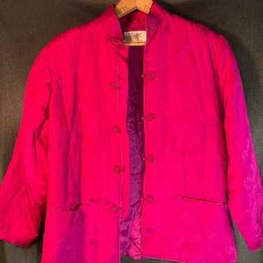 Vintage Vintage 50’s Chinese silk hot pink jacket… - image 1