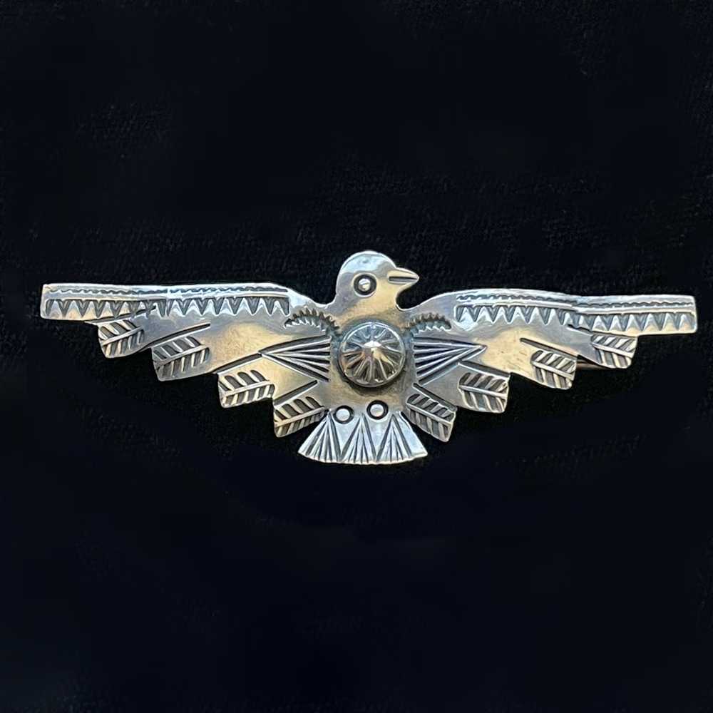 Vintage Silver Thunderbird Brooch, Fred Harvey Er… - image 3