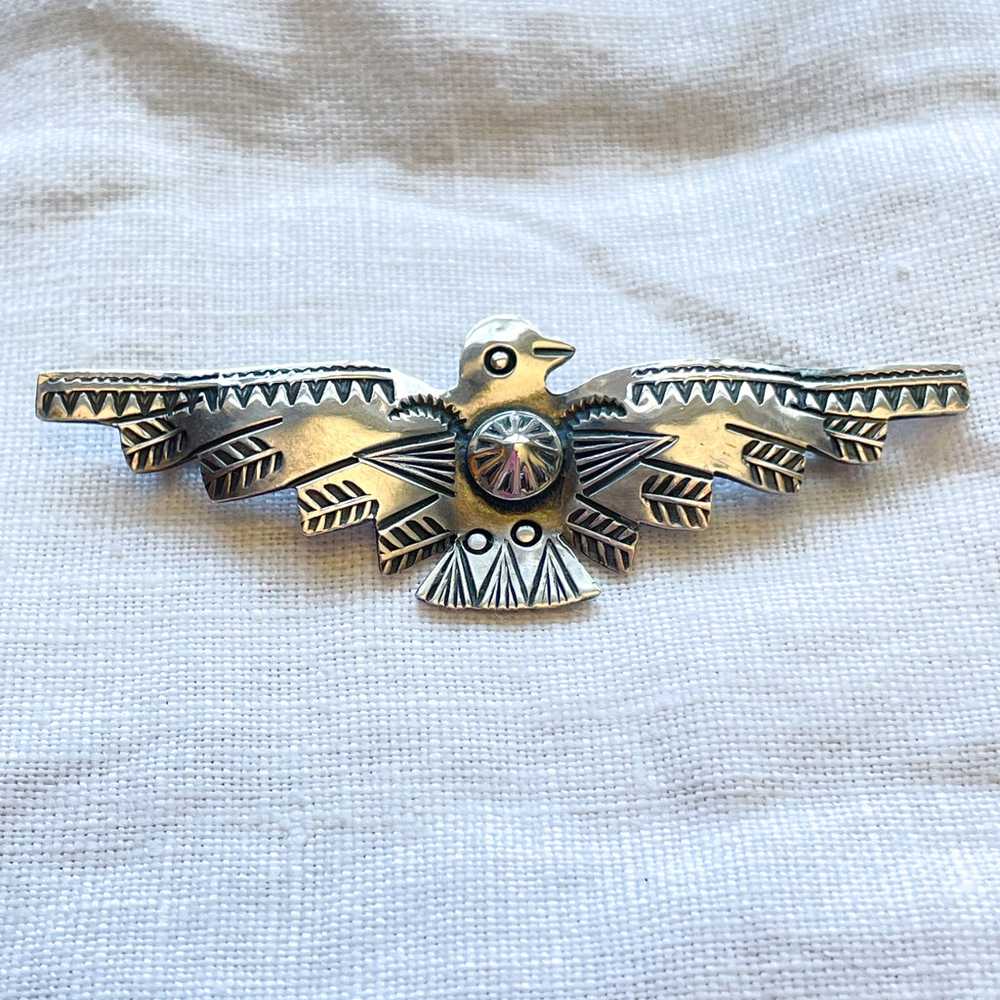 Vintage Silver Thunderbird Brooch, Fred Harvey Er… - image 6