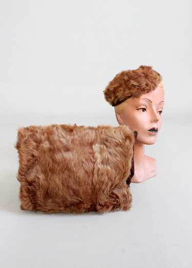 Vintage 1940s Matching Fur Tilt Hat and Muff - image 1