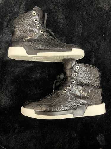 Chanel Chanel Crocodile Embossed Lace Up High Top 