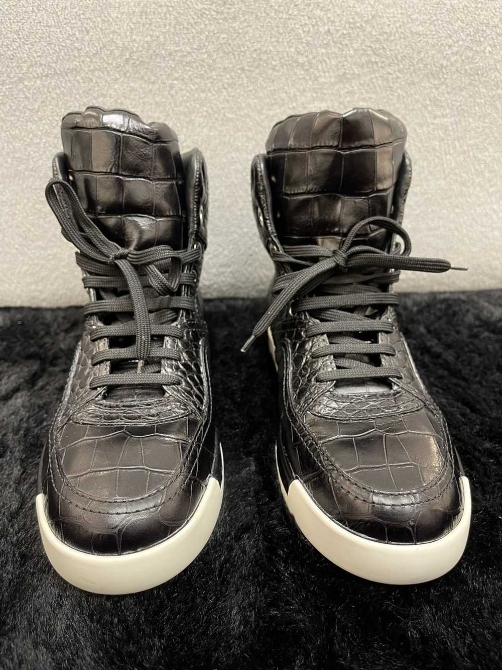 Chanel Chanel Crocodile Embossed Lace Up High Top… - image 2