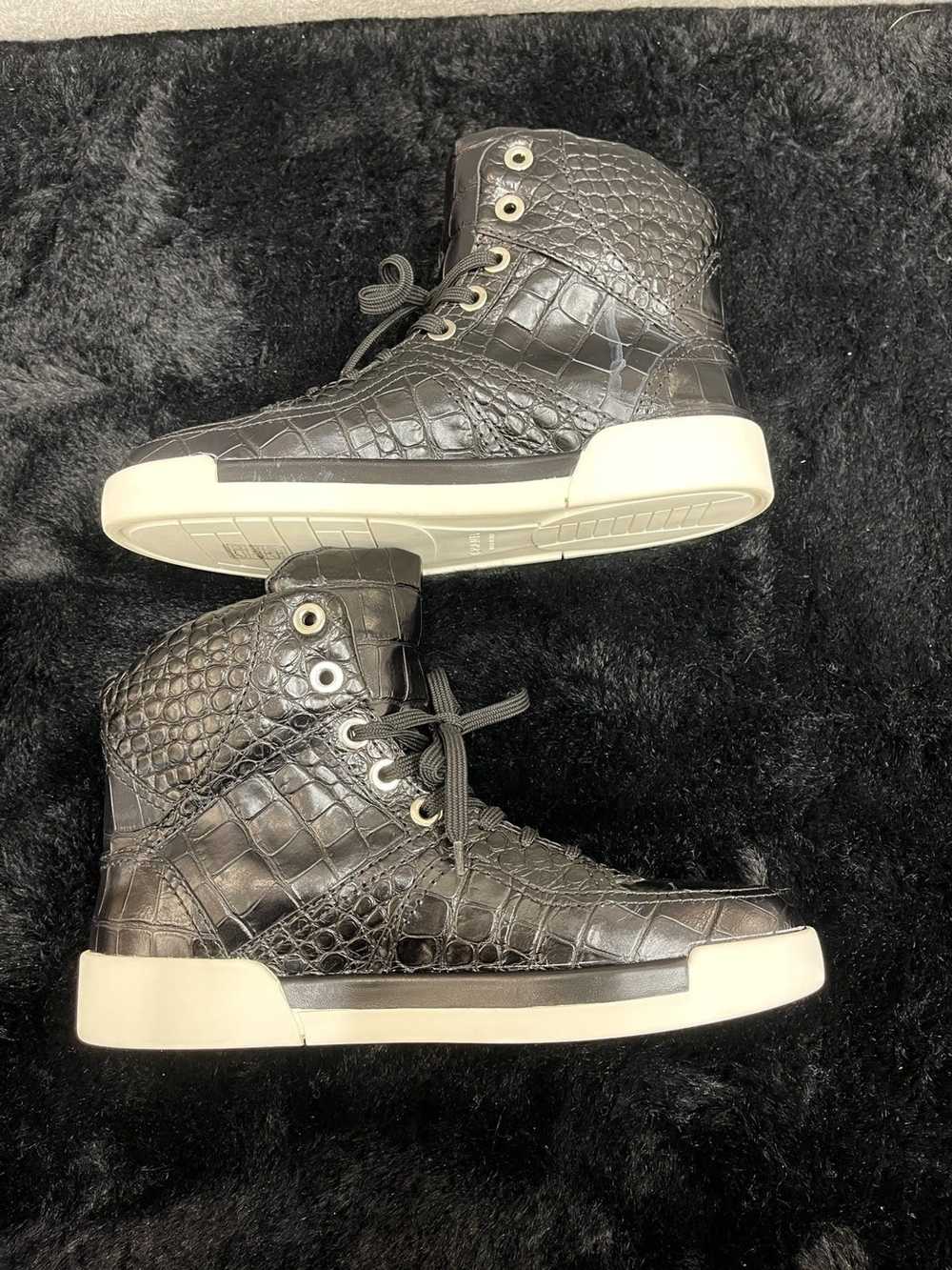 Chanel Chanel Crocodile Embossed Lace Up High Top… - image 4