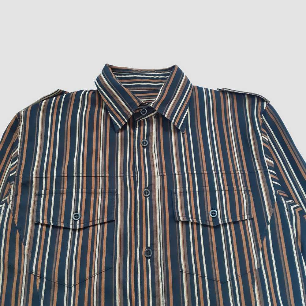 Tete Homme Tete Homme Button Up Work Shirt Stripe… - image 2