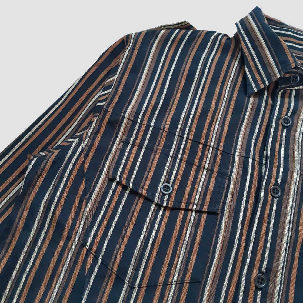 Tete Homme Tete Homme Button Up Work Shirt Stripe… - image 3