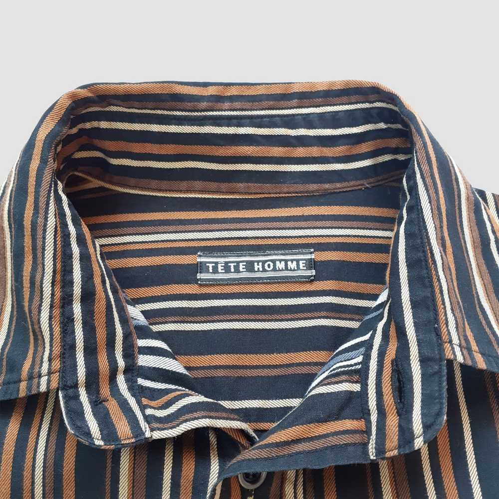 Tete Homme Tete Homme Button Up Work Shirt Stripe… - image 7