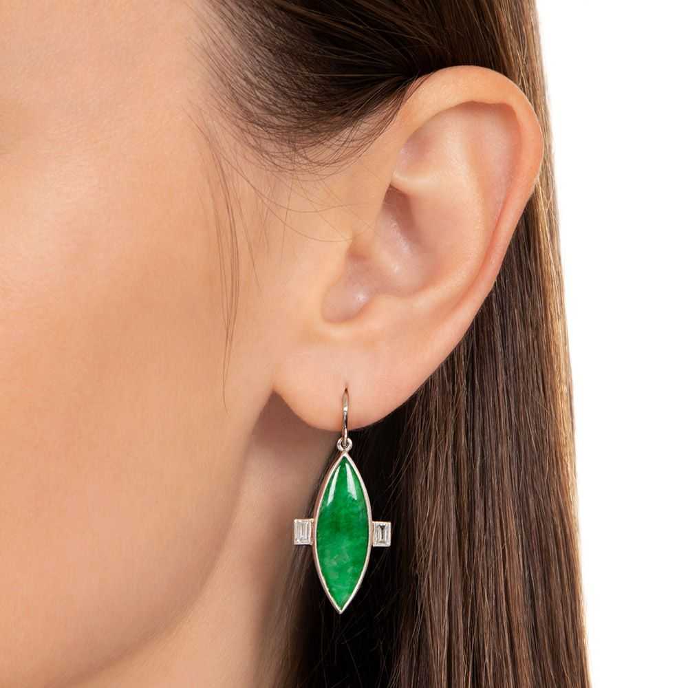 French Art Deco Jadeite and Diamond Earrings - image 4