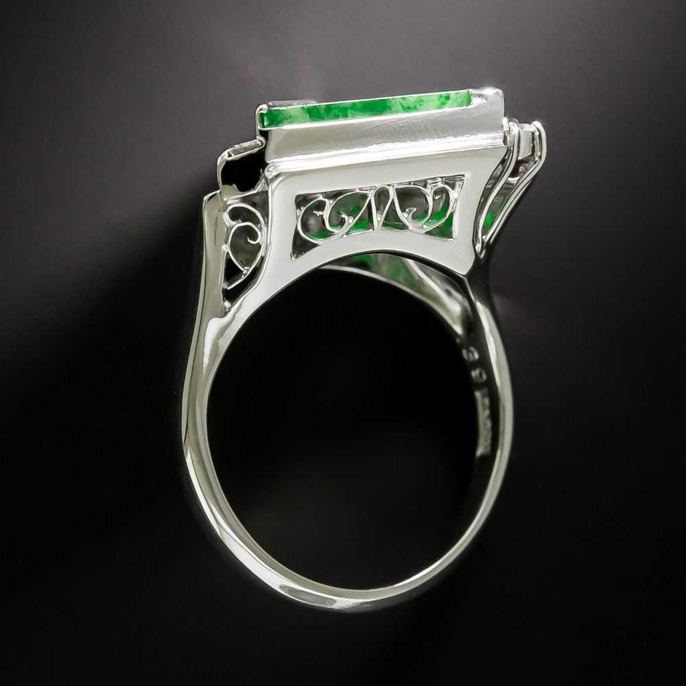 Estate Triangular Jade and Diamond Ring - image 5