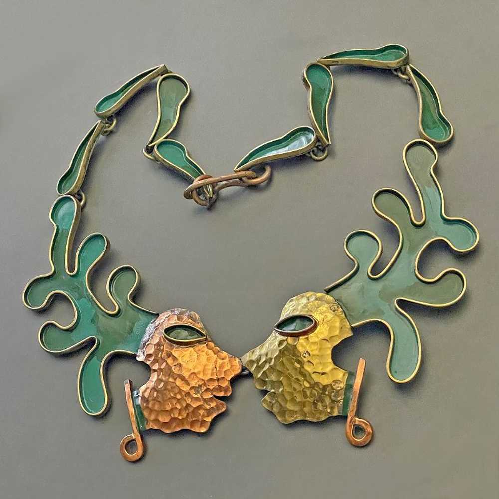 Casa Maya Mexican Double Mask Necklace 1950 - image 2