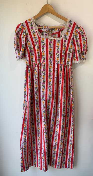 Pink Striped Floral Maxi Dress - image 1