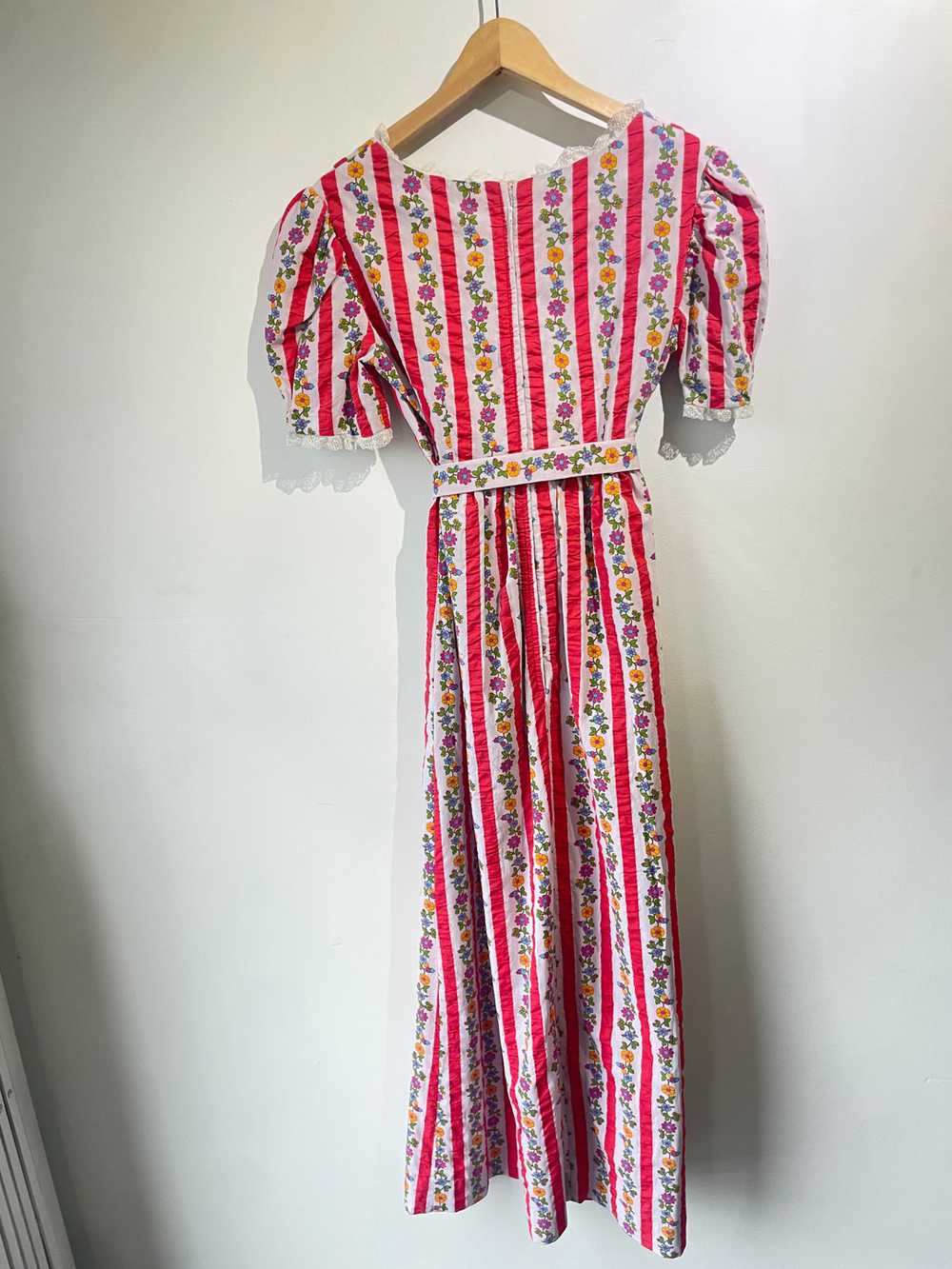 Pink Striped Floral Maxi Dress - image 2