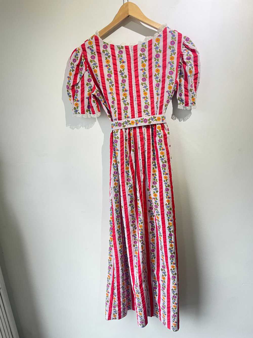 Pink Striped Floral Maxi Dress - image 3