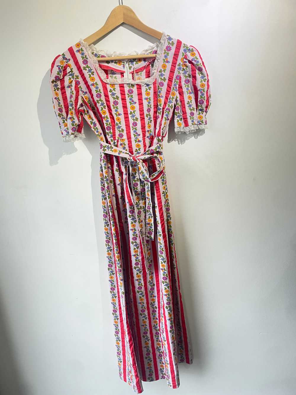 Pink Striped Floral Maxi Dress - image 4
