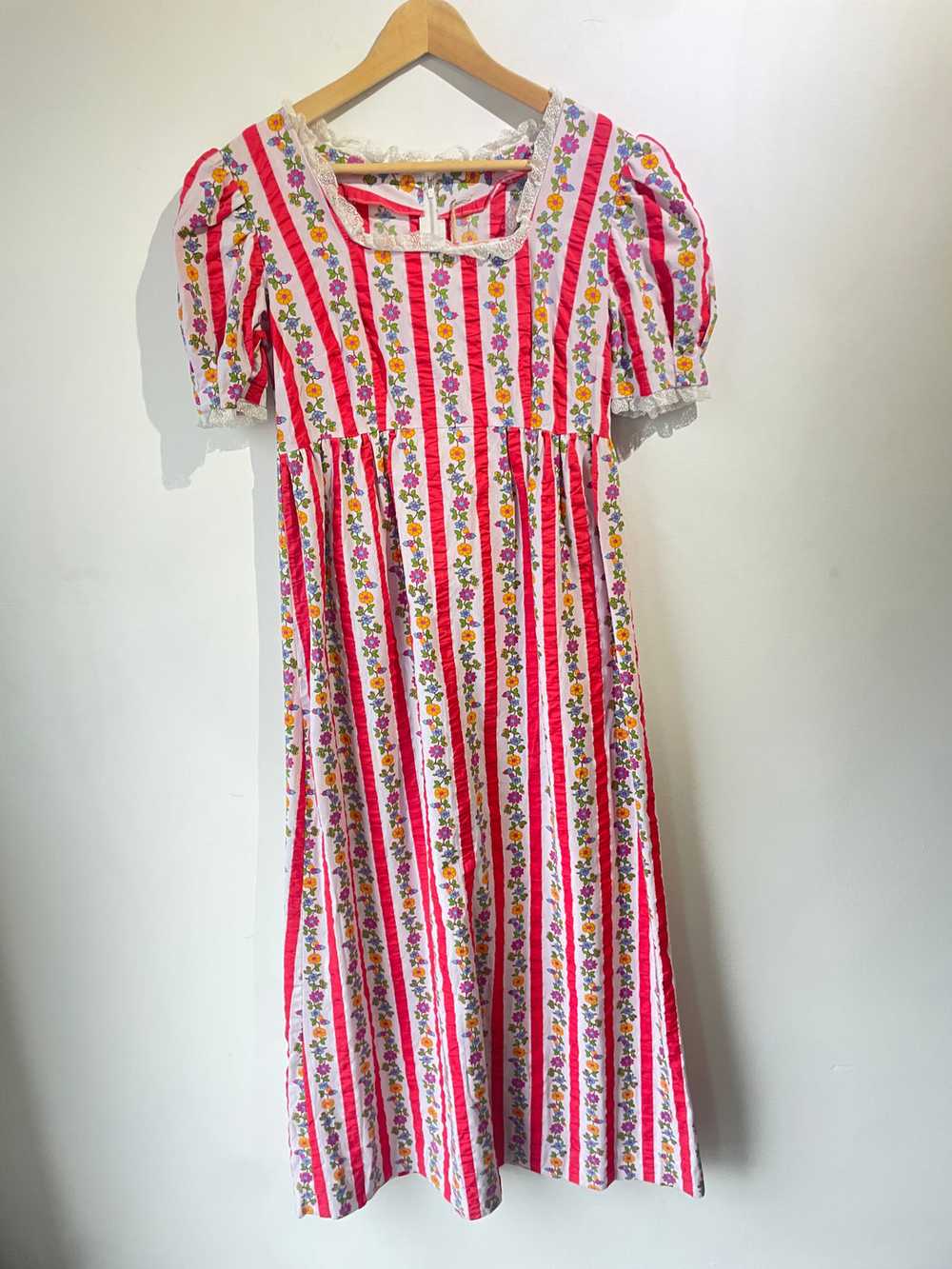 Pink Striped Floral Maxi Dress - image 7