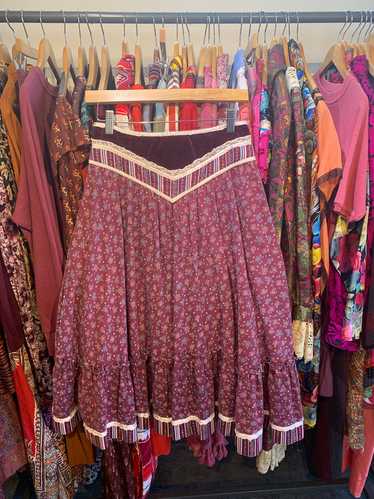 Vintage Gunne Sax Maroon Prairie Skirt