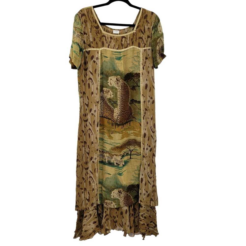 Vintage Vintage Dress Cheetah Safari Short Sleeve… - image 10