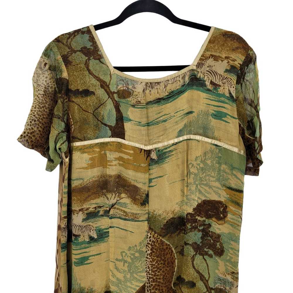 Vintage Vintage Dress Cheetah Safari Short Sleeve… - image 12