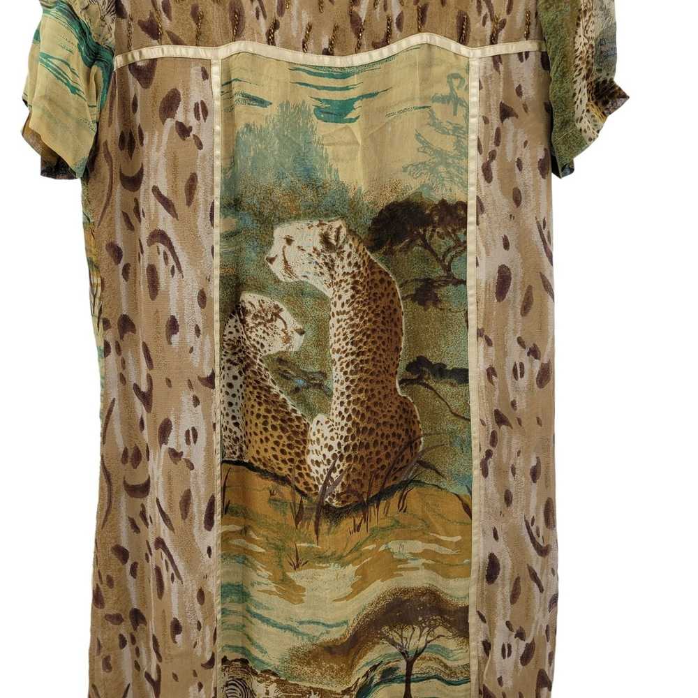 Vintage Vintage Dress Cheetah Safari Short Sleeve… - image 3