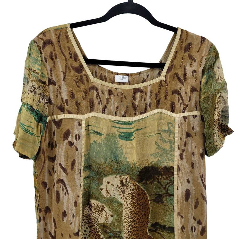 Vintage Vintage Dress Cheetah Safari Short Sleeve… - image 8