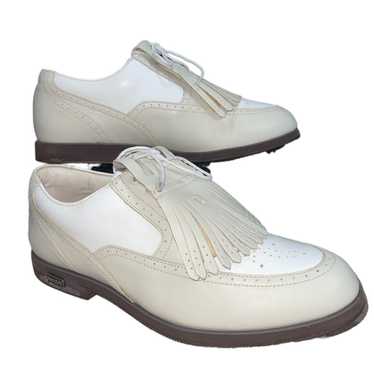 Footjoy Footjoy White Tan Punched Wing Tip Square… - image 1