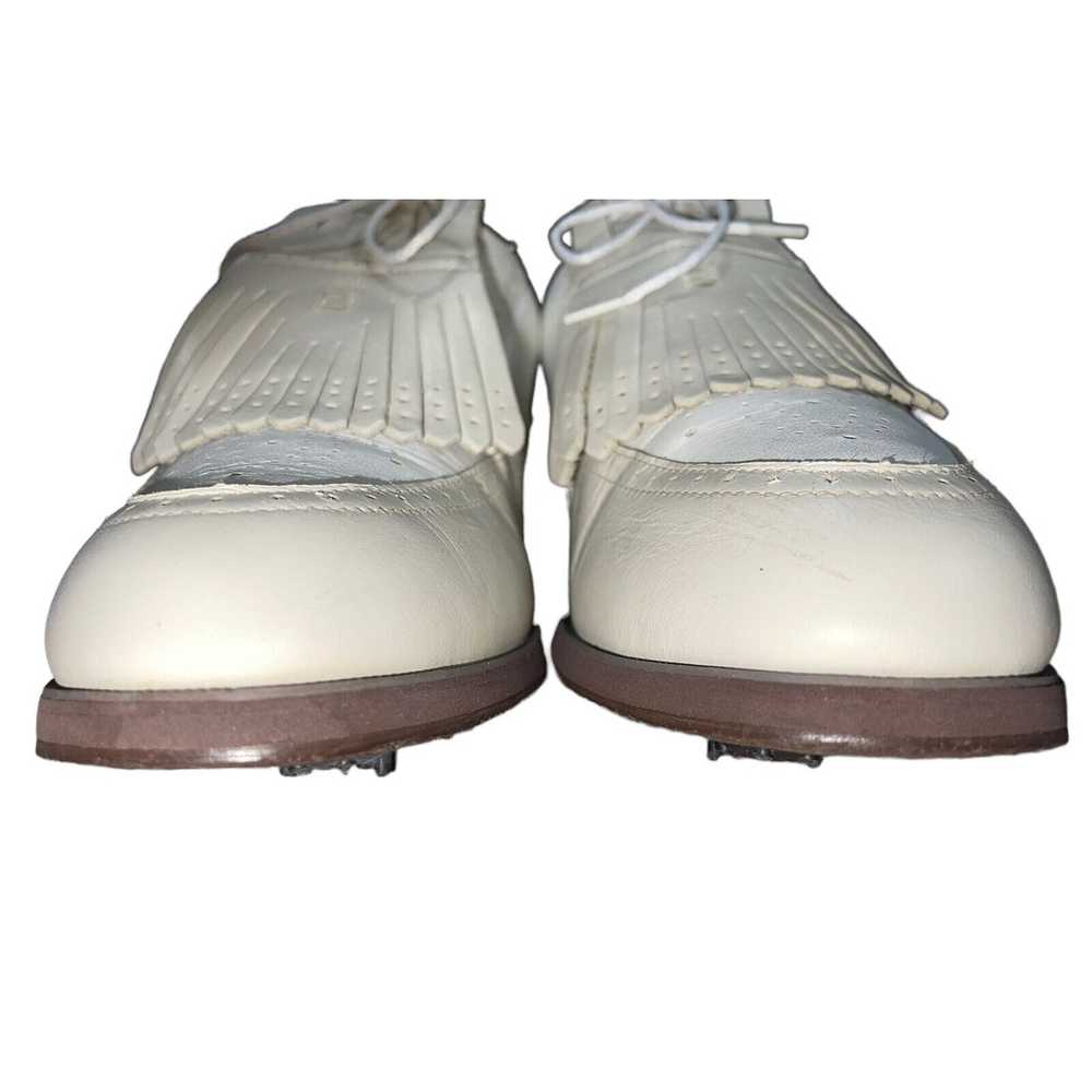 Footjoy Footjoy White Tan Punched Wing Tip Square… - image 4