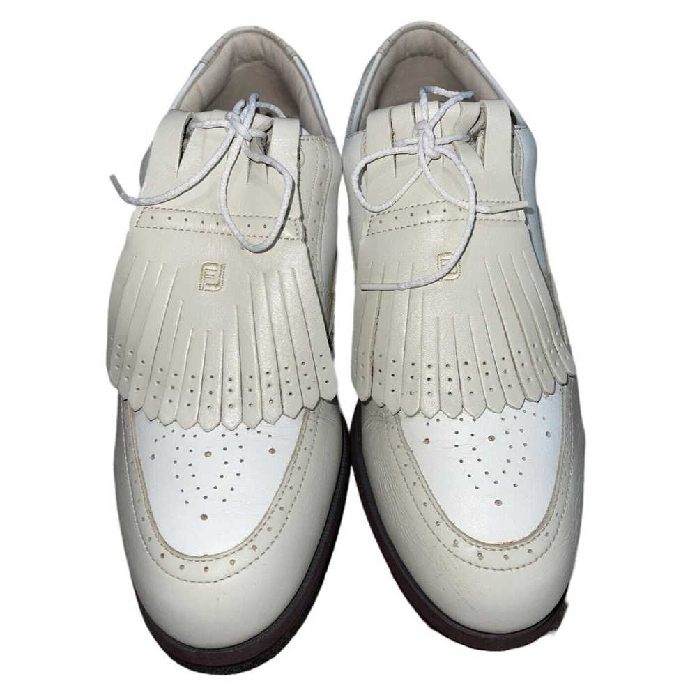 Footjoy Footjoy White Tan Punched Wing Tip Square… - image 5