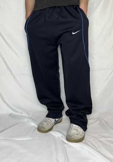 Vintage Nike Sweatpants Navy Blue Fleece Grey Embroidered Swoosh Therma Fit  Silver Tag Y2K 