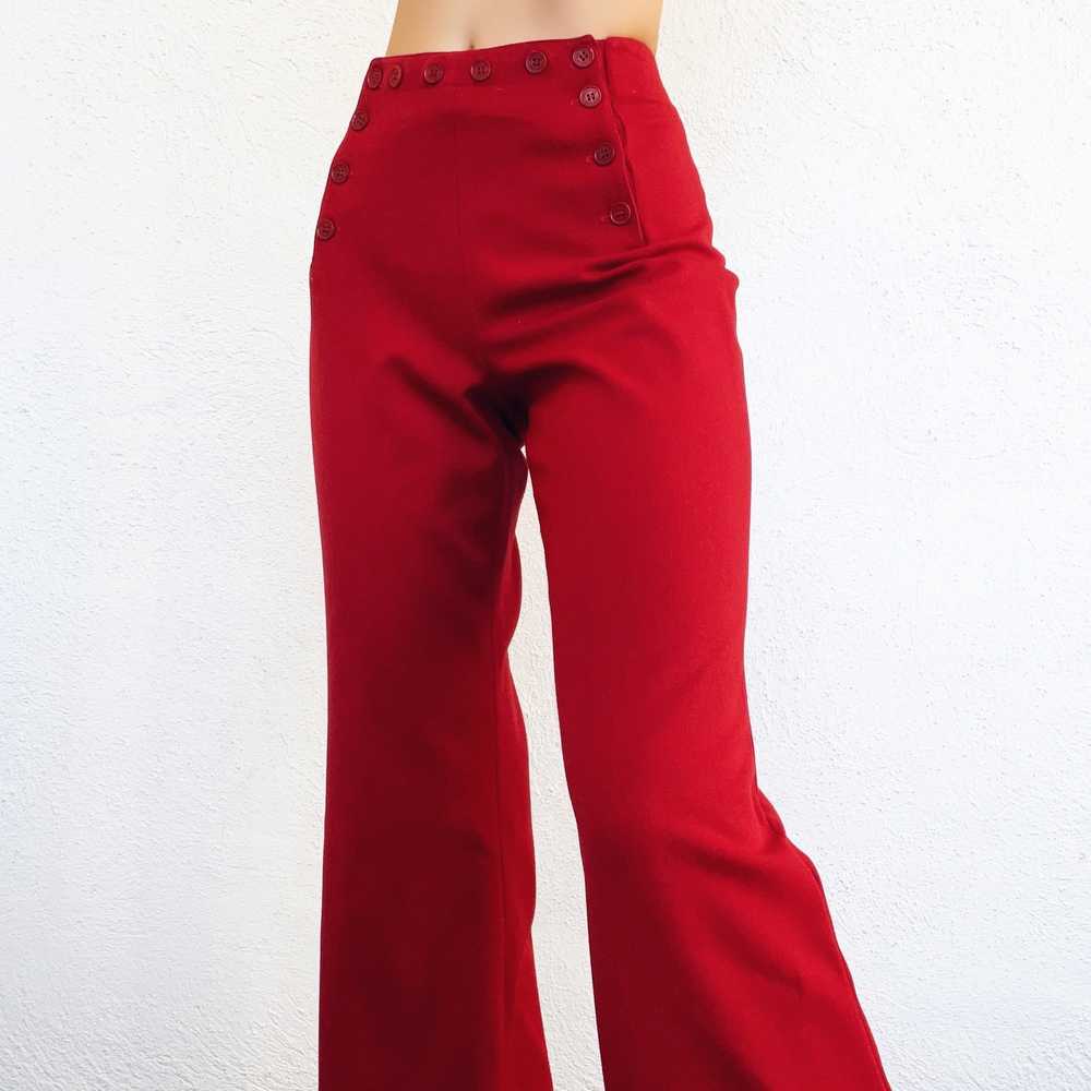 Cherry Red Wide Leg Pants (M) - image 2