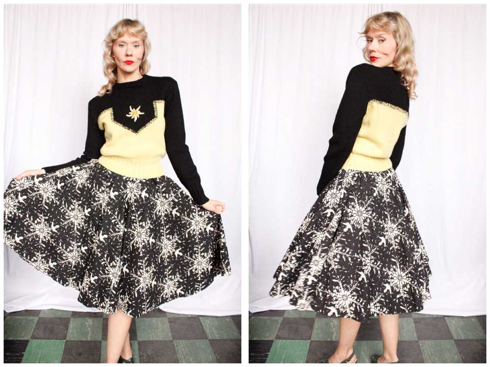 1950s Snowflake Cotton Swing Skirt - Xsmall - image 1