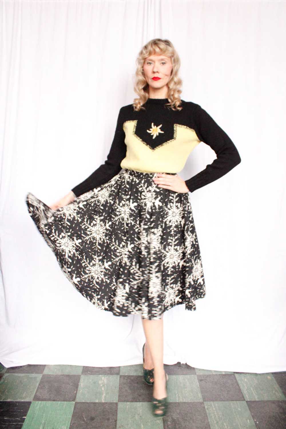 1950s Snowflake Cotton Swing Skirt - Xsmall - image 5