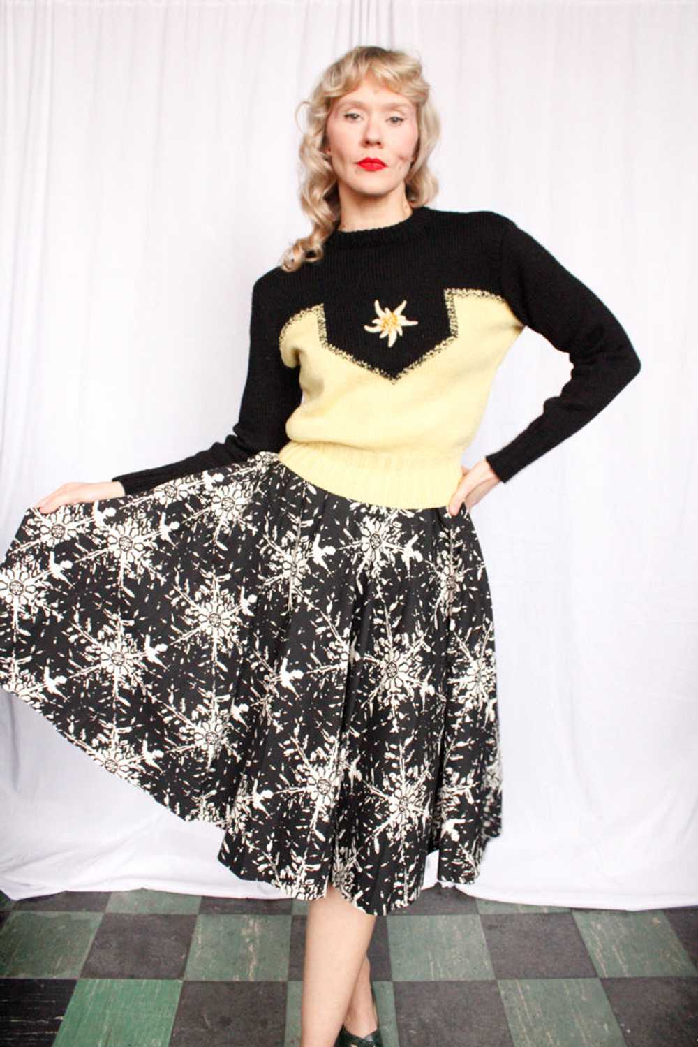 1950s Snowflake Cotton Swing Skirt - Xsmall - image 6