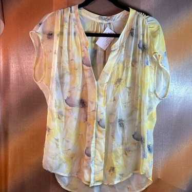 Other Red haute sheer yellow top with grey poppie… - image 1