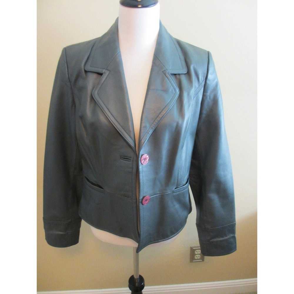 Other I.E. WOMEN'S GREEN LEATHER COAT BLAZER FULL… - image 1