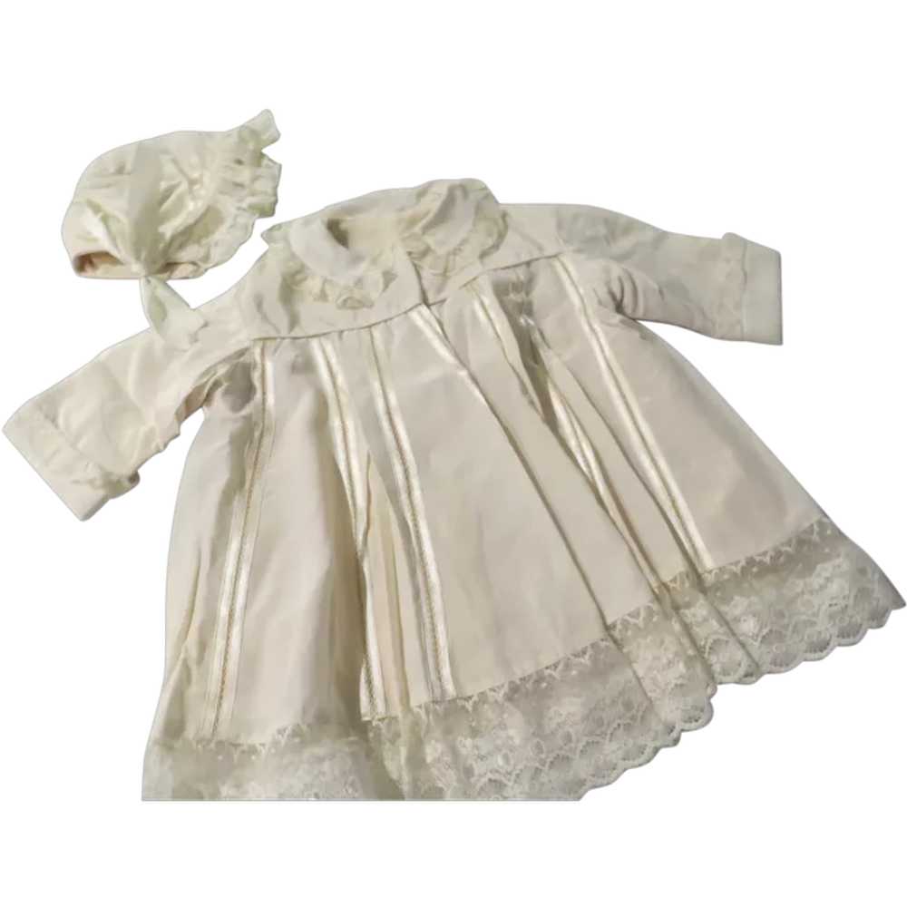 Lace Trimmed Christening Coat and Hat - image 1