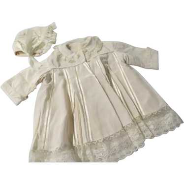 Lace Trimmed Christening Coat and Hat - image 1