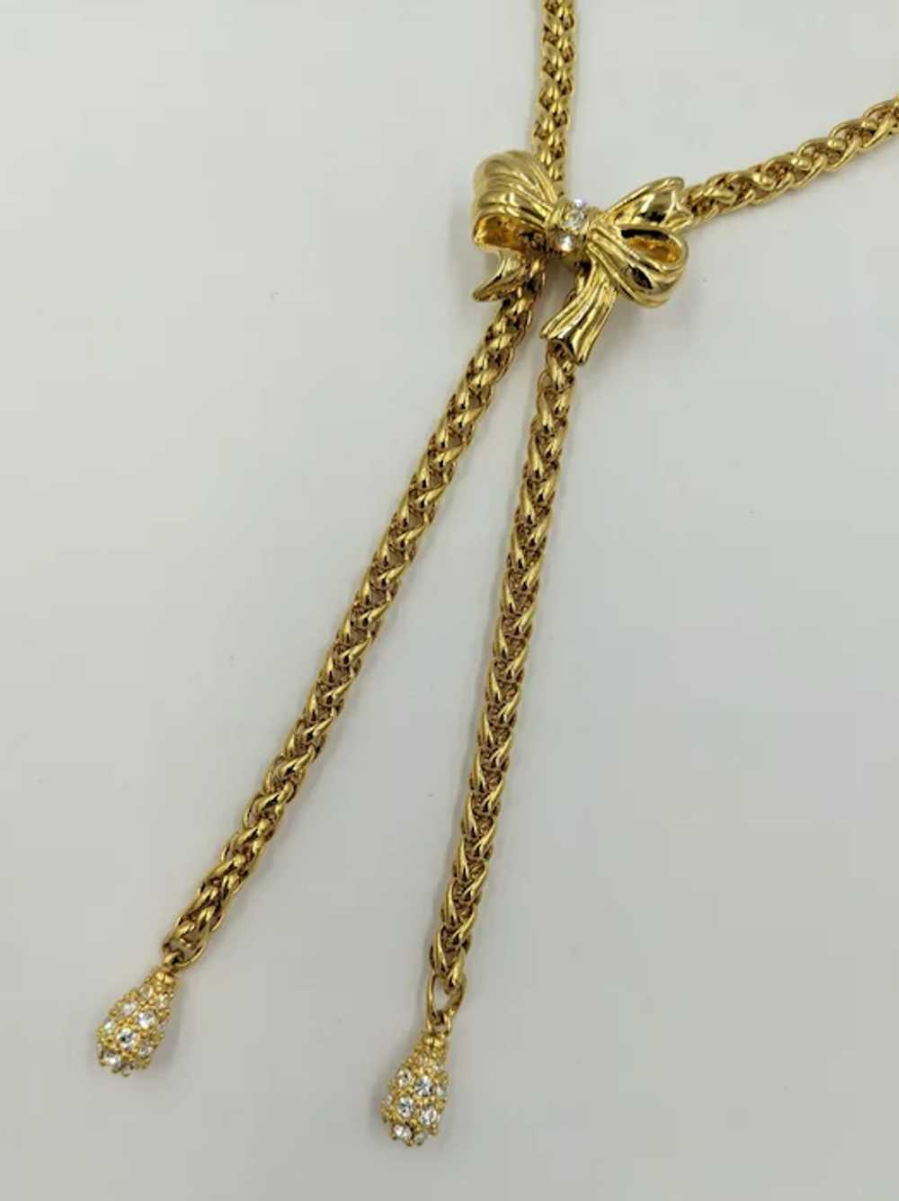 Vintage Nolan Miller Lariat Golf Tone Ribbon Bow … - image 5