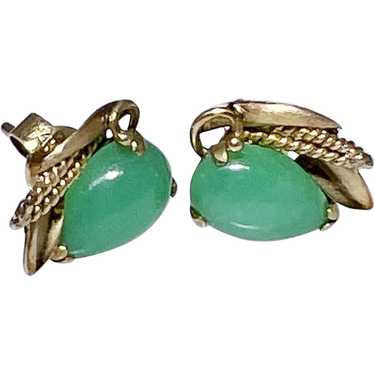 Chrysoprase 14kt gold earrings,  top quality - image 1