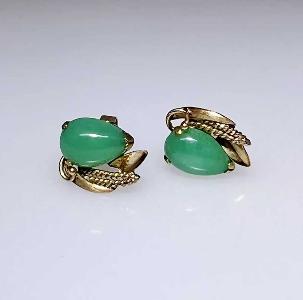 Chrysoprase 14kt gold earrings,  top quality - image 2