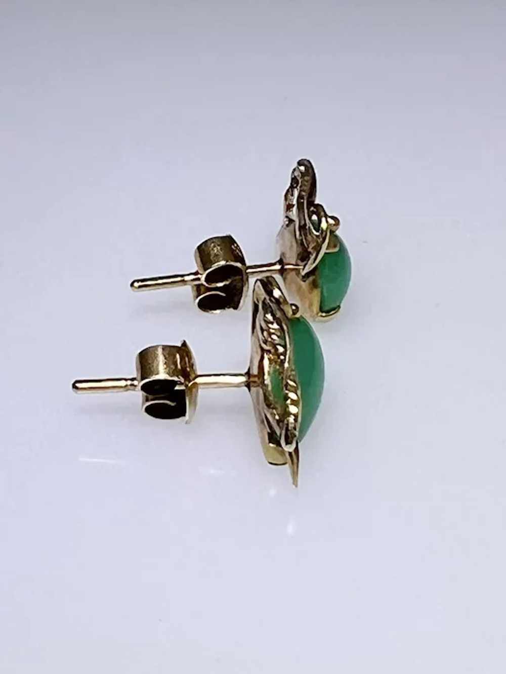 Chrysoprase 14kt gold earrings,  top quality - image 4