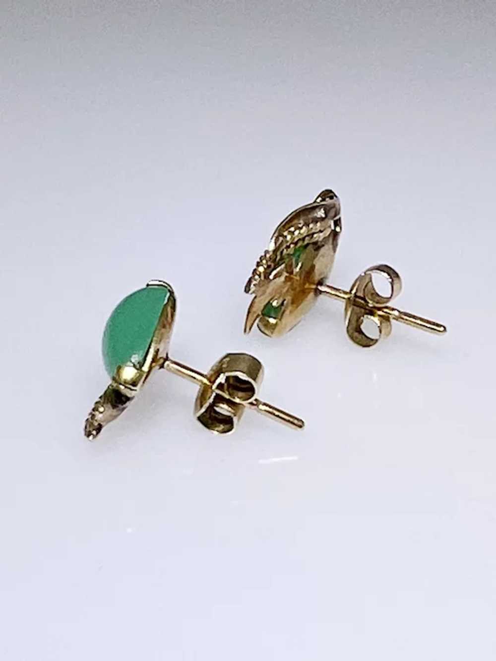 Chrysoprase 14kt gold earrings,  top quality - image 6
