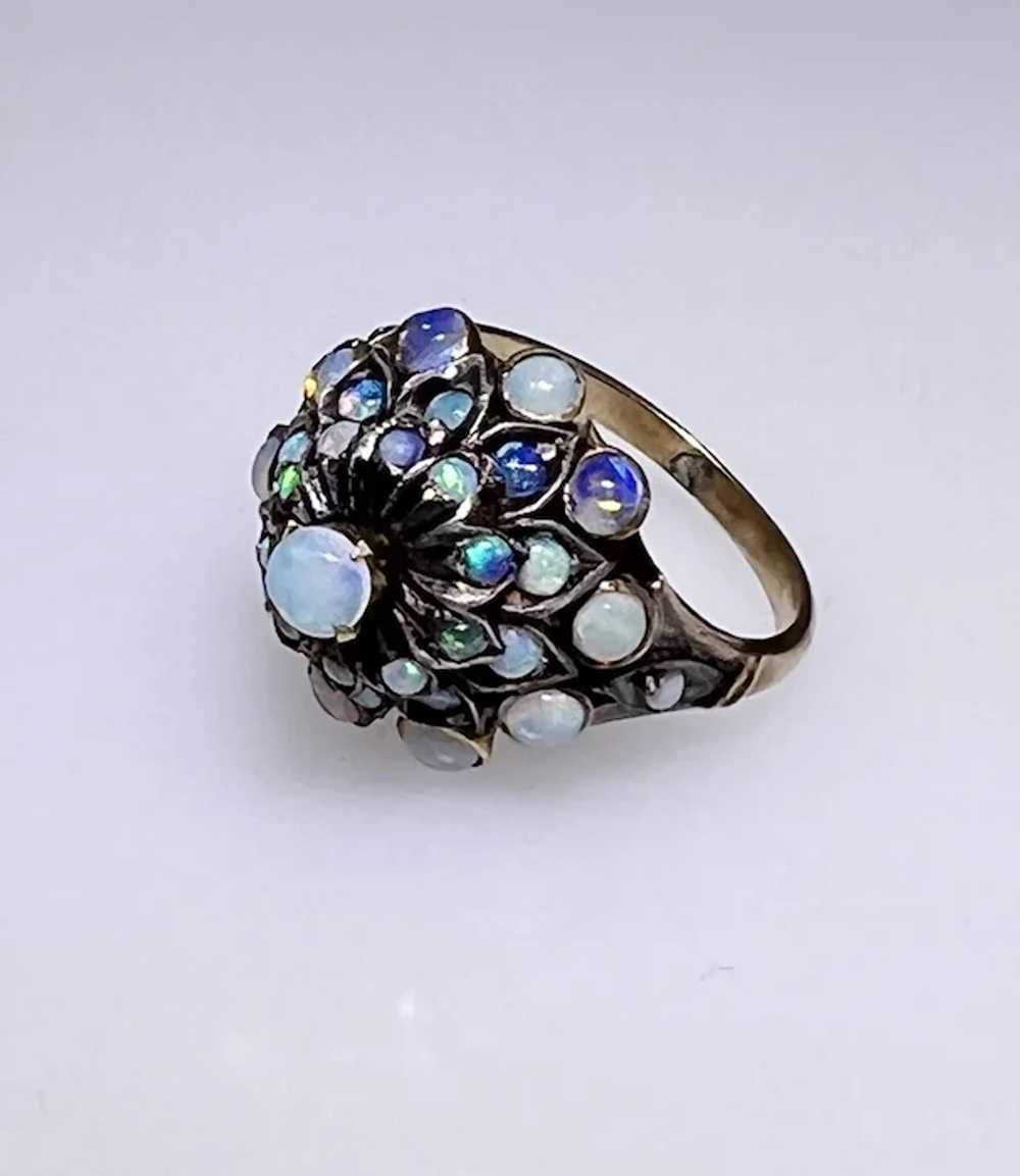 Vintage 14kt gold Opal gemstone ring, princess st… - image 2