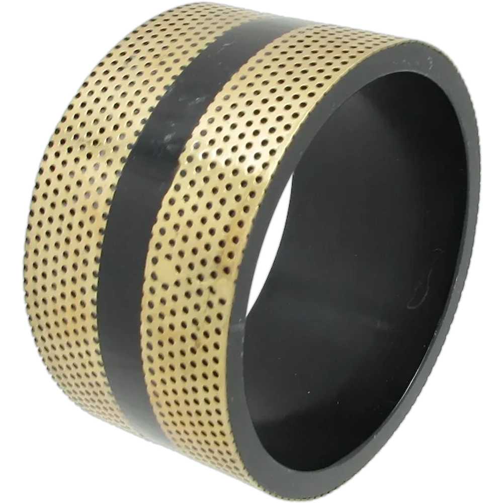 Horn Bangle with Double Metal Bands - image 1