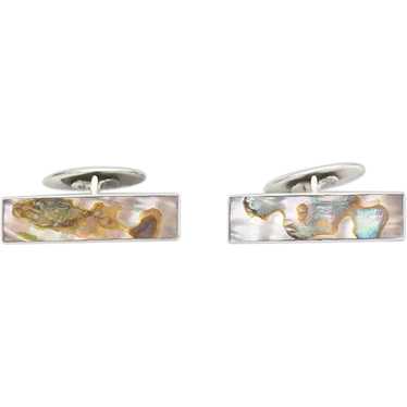 Scandinavian modern sterling silver abalone cuffl… - image 1