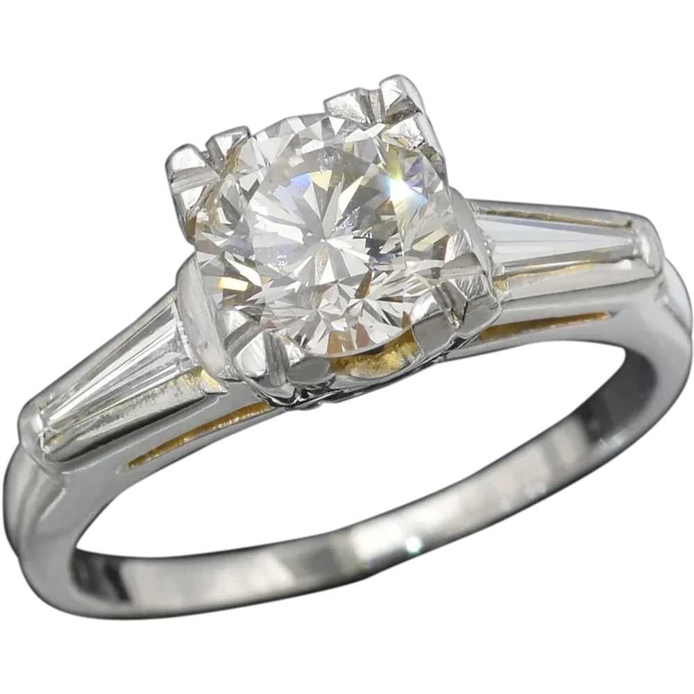 Antique Platinum 1.23 TCW Diamond Three-Stone Ban… - image 1