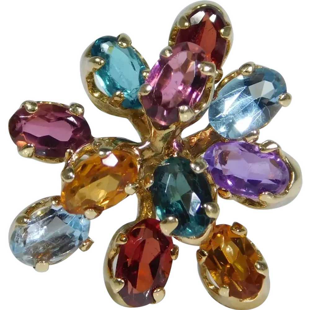 Colorful 2.86ctw Multi Gemstone Ring 18K Yellow G… - image 1