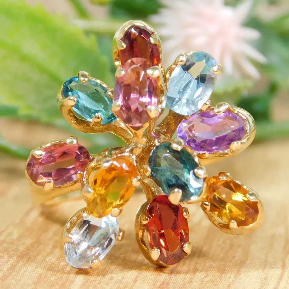 Colorful 2.86ctw Multi Gemstone Ring 18K Yellow G… - image 2