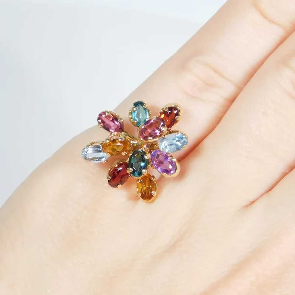 Colorful 2.86ctw Multi Gemstone Ring 18K Yellow G… - image 5